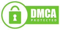 A green and white logo for dmg protection
